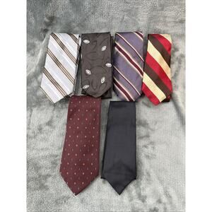 Lot 6 Men’s 1970s Neckties Vintage Designer Striped & Solid Styles John Henry +